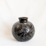 Black Floral Huancito Clay Vase