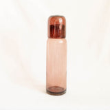 Handblown Glass Bedside Carafe in Amethyst Brown with a lid that acts as a cup