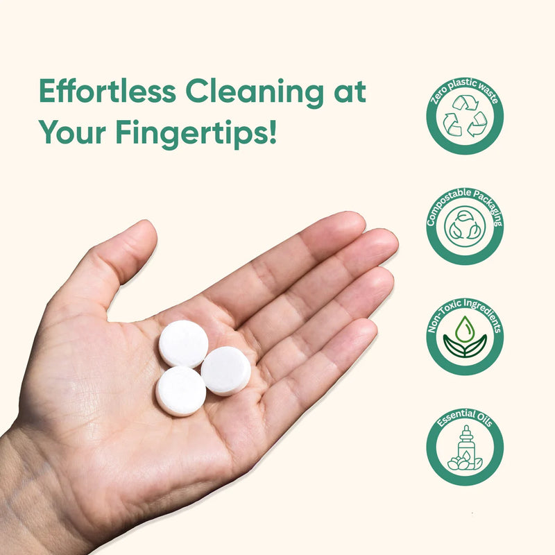 Green Llama All Purpose Cleaner Refill Tablets: Effortless cleaning at your fingertips. Zero plastic waste, compostable packaging, non-toxic ingredients, made with real essential oils. 