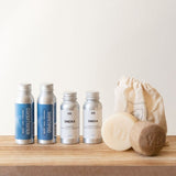 Not sure where to start your zero-waste hair journey? We've gotchu. This set of fan-favorite, zero-waste haircare brands will give you the chance to try them all. Each of these are also perfect for your next trip!  All three of these women-owned, salon-quality brands will leave your hair clean and smelling delicious, without any single-use plastic waste. Plaine Products rosemary mint vanilla shampoo and conditioner. Oneka angelica and lavender shampoo and conditioner. Dip mini shampoo and conditioner bars.