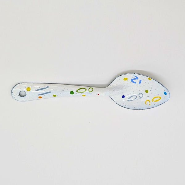 Malte Taller Peltre Enamelware Spoons Hand painted with Modern Mexican confetti Designs - Single