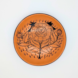 Hand-Painted Florecitas (Floral) Ceramic Fruit Bowl -  barro, burnt orange clay
