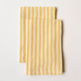 Set of 2 Stripped Yellow & white striped Cotton dinner Napkins on white background
