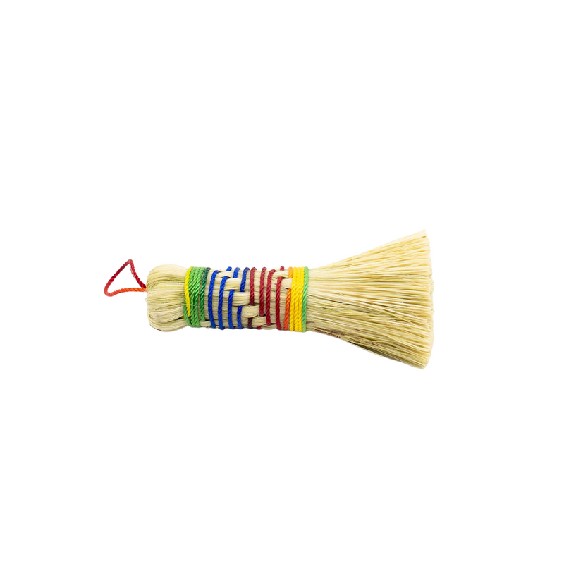 Rainbow Agave Fiber Cleaning Brush (Escobeta). This is a biodegradable Mexican Cleaning Brush - Escobeta de Raiz Natural - Root Brush 100% Natural. Natural Scrubber - this brush is the perfect tool to clean your molcajetes, mortars, pots, pans and cast iron pans. Made in Mexico using fair trade practices.