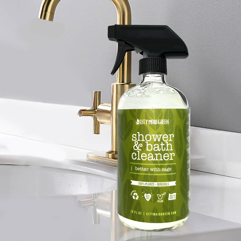 City Maid Green’s Refillable Shower and Bath Cleaner is the eco-friendly, powerful bathroom cleaner you’ve been missing. Made of plants and minerals, this bath and shower cleaner is tough on grime and dirt without compromising your health or our environment. Plus, it's refillable with plastic-free concentrates! Reduce, reuse, refill with this shower and bath cleaner!