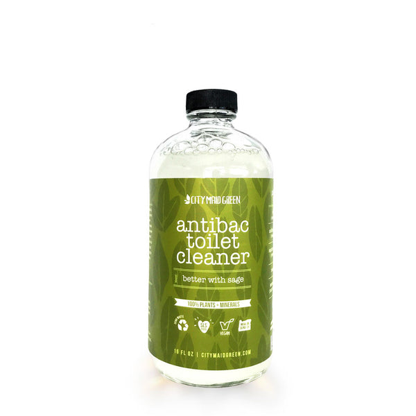 City Maid Green Refillable Non-toxic Vegan Zero-Waste Toilet Bowl Cleaner. Toilet Bowl Cleaner is a concentrated, plant-based cleaner that is tough on stains and grime without compromising the planet or your health. Put this eco-friendly toilet cleaner to work in bathrooms for sparklingly clean toilet bowls. Reduce, reuse, refill with 16 oz glass bottle.