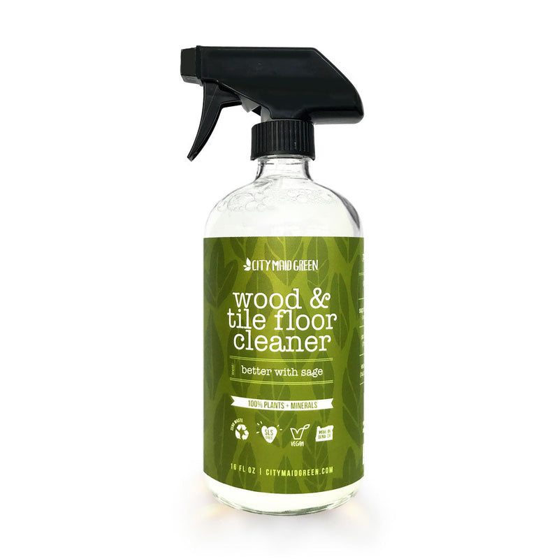 A natural, refillable,  non-toxic floor cleaner that gets down and dirty (so you don’t have to). City Maid Green’s Wood and Tile Cleaner is made entirely of plants and minerals that are tough on dirt and grime but are safe for you, your family, and your home.  City Maid Green natural cleaning at VOLVERde. Filled with 3 oz of concentrated cleaner—just add water!