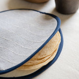 handwoven navy blue rim tortilla warmer