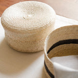 sustainably harvested palm tortilla warmer on beige runner