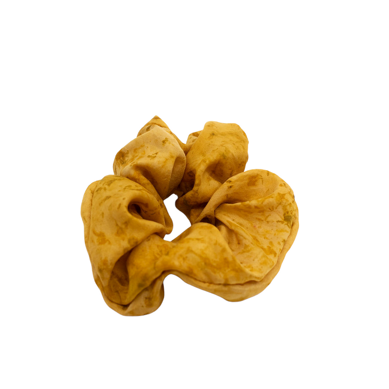 handmade silk artisanal scrunchie hand dyed with natural plants