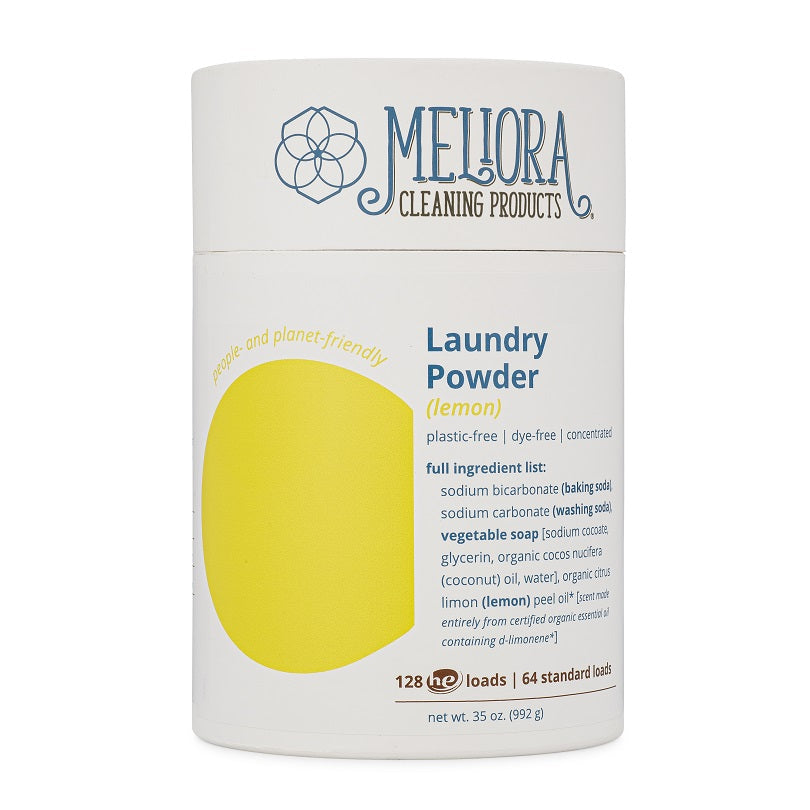 All natural laundry powder canister lemon