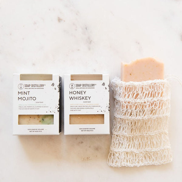 Zero Waste Soap & Agave Bag Set features 3 cocktail-inspired soaps for a sustainable, natural, spa-like experience. This set is sustainable and focused on creating a natural, spa-like experience. Zero waste and zero plastic. 
